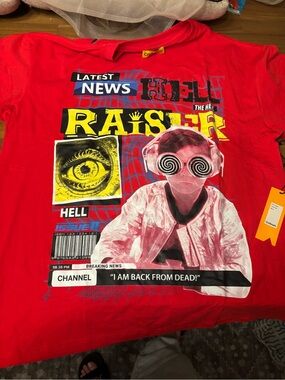 Graphic Red 'Raiser' Newsprint Tee
